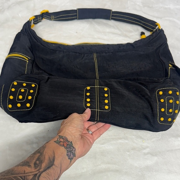 Nine West Black and Yellow Shoulder Bag Tote - Picture 2 of 16